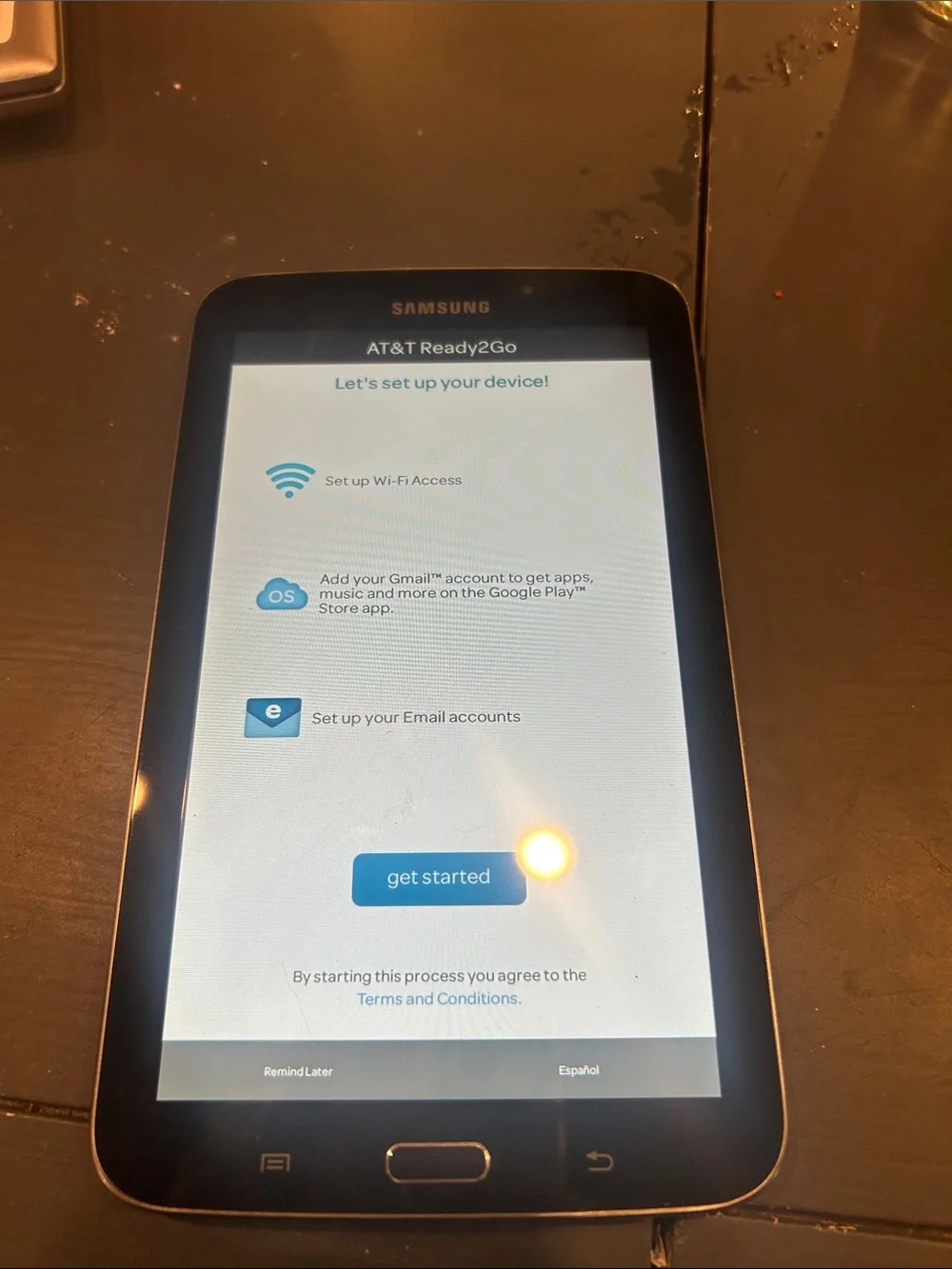 Samsung Black Android Tablet with White Display